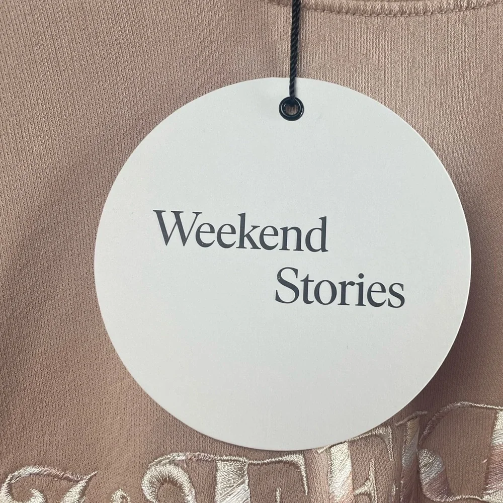 NWT Weekend Stories Jane Sweatshirt‎ in Taupe Size Extra Small
